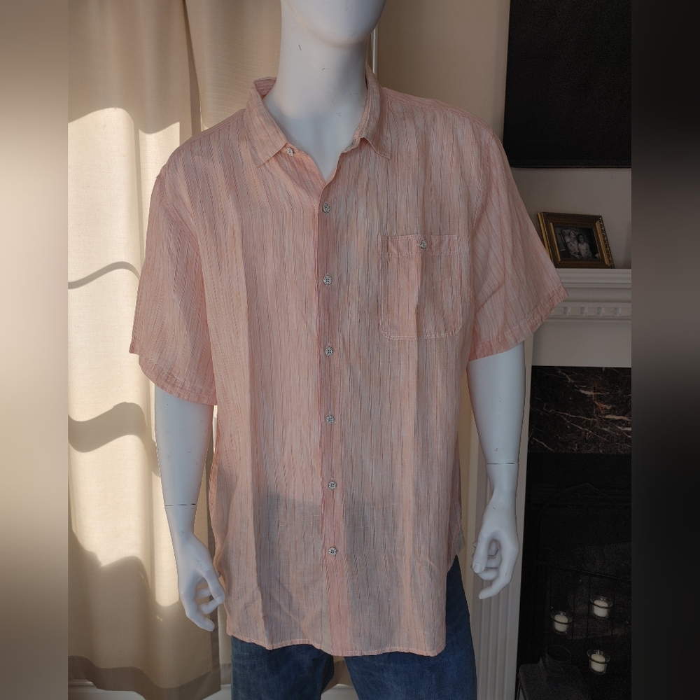 TOMMY BAHAMA SAND LINEN VALENCIA STRIPE CAMP SHIRT, AZTEC XXL